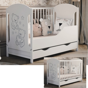 Schublade und Rausfallschutz für das Kinderbett Hugo