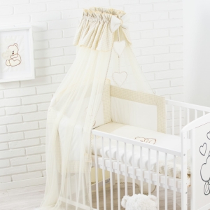 Baldachim do łóżeczka z sercami - beżowy.