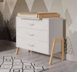 Kommode Luna in Weiß und Kiefernholz mit Wickeltisch für das Kinderzimmer