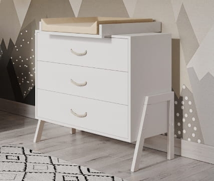 Luna White Kommode mit Wickeltisch für ein Kinderzimmer