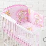 3 Teiliges Baby Bettwäsche Set in Rosa mit Teddybärmuster