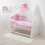 Bettwäsche für Babybett 60x120 cm – 10-teiliges rosa Set mit Bärenmotiven