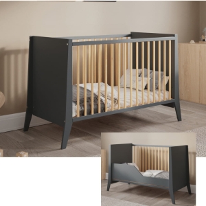 Kinderbett COSMO 120x60 cm in Anthrazit mit Umbaubett-Funktion