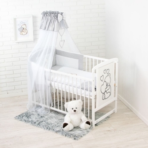 Moskitonetz mit Baldachin und Schleife, passend für Babybett 60x120 cm.