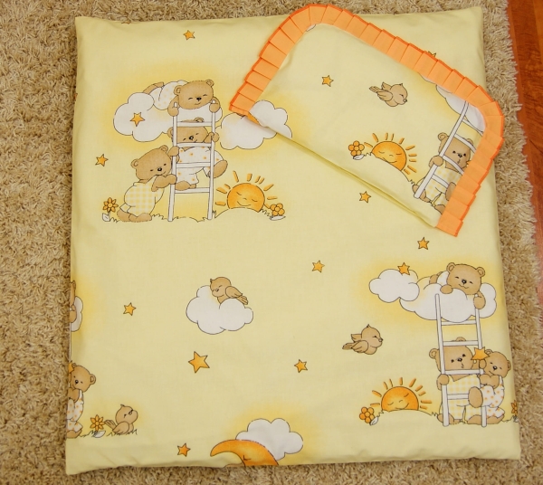 4-teiliges cremefarbenes Babybettwäsche-Set – Bärchen auf Leitern – Bettwäsche für Babybett 80x70 cm