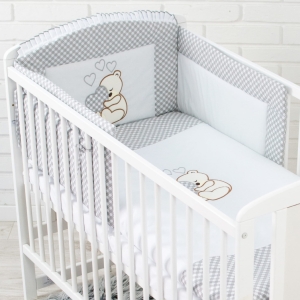 Bettwäsche-Set fürs Babybett 120x90 cm mit Nestchen und Bärendekor