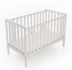 Babybett BAMBI 120x60 mit weißer Ausführung – passend für jedes Interieur  *(Schriftart: Georgia)*