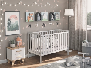 Babyzimmer mit dem Bettchen LuLu 60x120 cm  *(Schriftart: Georgia)*