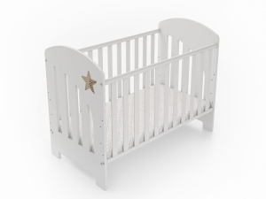 Weißes Babybett mit dekorativem Sternmotiv