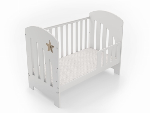 Ein Kinderbett, das sich leicht in ein Sofa für ein älteres Kind verwandeln lässt